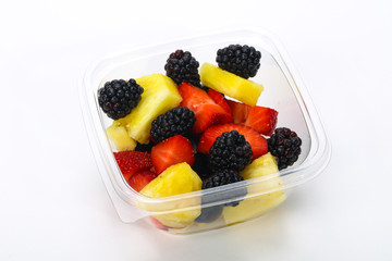 Sliced fruit mix in the box