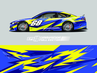 Car wrap design vector. Abstract stripe racing background kit for wrap all vehicle, race car, rally, adventure and livery. Full vector eps 10