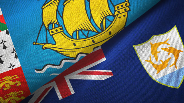 Saint Pierre and Miquelon and Anguilla two flags
