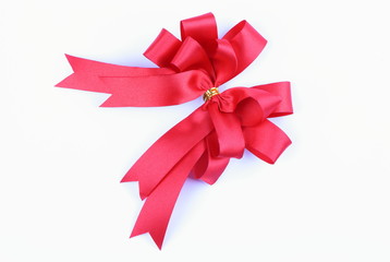 Red Bow isolated on white.