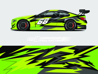 Fototapeta premium Car wrap design vector. Abstract stripe racing background kit for wrap all vehicle, race car, rally, adventure and livery. Full vector eps 10