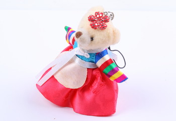 doll female Korea traditional souvenir on a white background