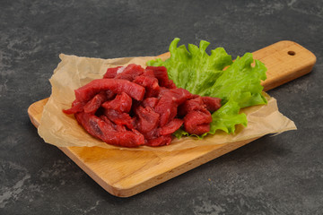 Raw beef meat sliced for cooking