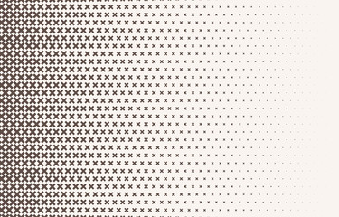 Monochrome halftone vector gradient with crosses texture. Vector illustration. EPS 10