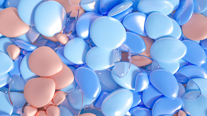 Beautiful background with beads, particles and simulation. 3d illustration, 3d rendering.