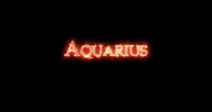 Aquarius astrological sign written with fire. Loop