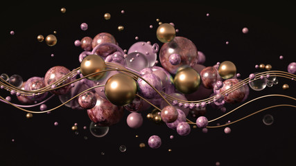 Beautiful, elegant, abstract background with metal and the texture of stone, marble and granite. 3d illustration, 3d rendering.