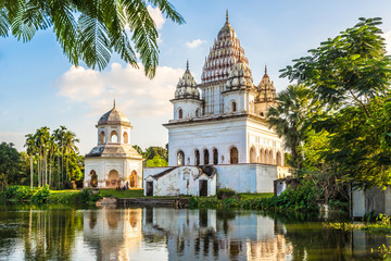 View at the Siva Temple and Roth Mondir buildings in Puthia - Bangladesh - obrazy, fototapety, plakaty