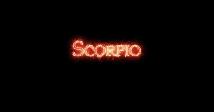 Scorpio astrological sign written with fire. Loop