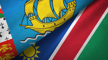 Obraz premium Saint Pierre and Miquelon and Namibia two flags