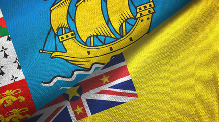 Obraz premium Saint Pierre and Miquelon and Niue two flags