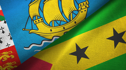 Saint Pierre and Miquelon and Sao Tome and Principe two flags