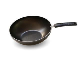 Pan or metal frying pan isolated on white background.