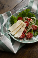 lettuce, tomatoes, onions, cheese and olive oil. Vegetable plateau. 