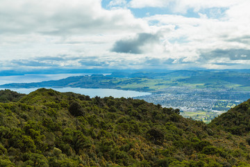 ニュージーランド　タウポのタウハラ山の山頂から見えるタウポ湖