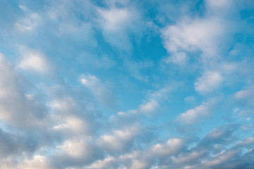 The evening sky in cirrus clouds at sunset