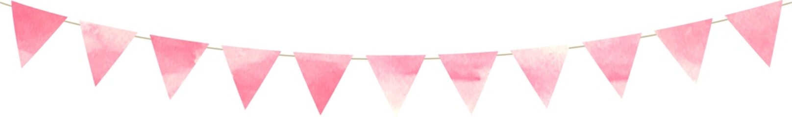 フラッグ_三角_ガーランド_水彩_ピンク_フラッグガーランド © chromame