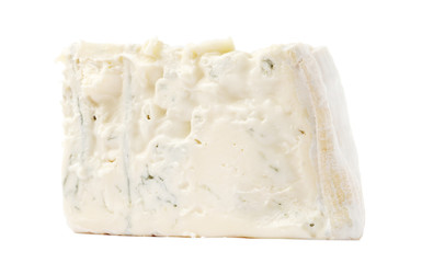 Slice of gorgonzola cheese isolated on a white background