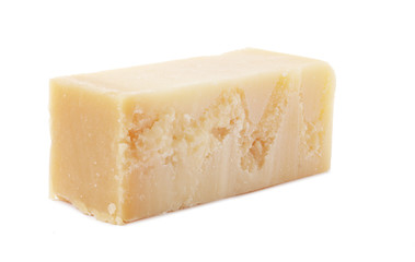 Parmesan slice isolated on white background
