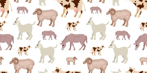 Cattle. Seamless pattern. Farm animals. Vector illustration