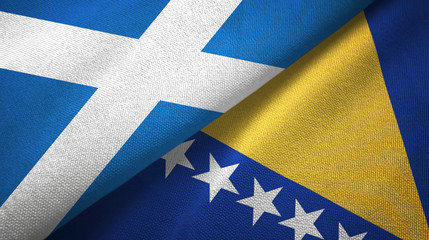 Scotland and Bosnia and Herzegovina two flags textile cloth, fabric texture