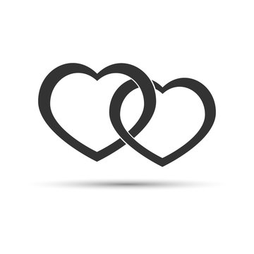 Icon Valentine a pair of intertwined hearts on a white background . 