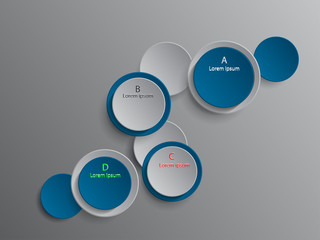 Infographics designed with circles on a gray background.