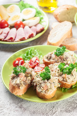 Sandwiches or baguette with paste