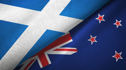 Scotland and New Zealand two flags textile cloth, fabric texture