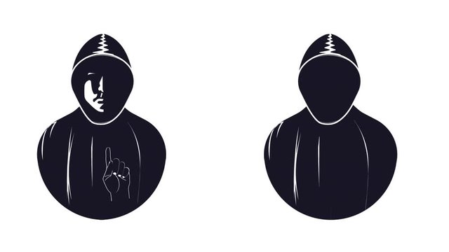 Animation incognito. The man in the hood, the video with the alpha channel turned on. Cartoon