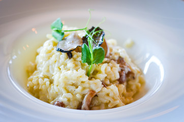 delicious italian risotto with black truffles