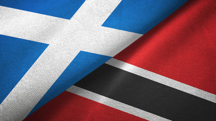 Scotland and Trinidad and Tobago two flags textile cloth, fabric texture