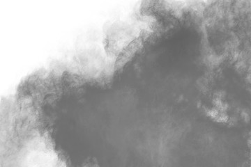Black powder explosion on white background. 