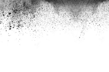 Black powder explosion on white background. 