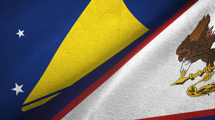 Tokelau and American Samoa two flags textile cloth, fabric texture