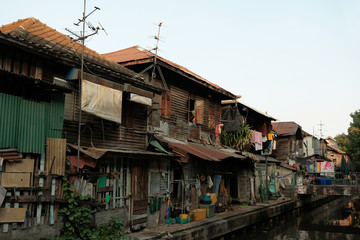 Old house near the canal are vintage and tradition lifestyle.