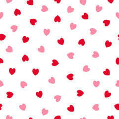 Red and pink heart seamless pattern background for Valentine's day or wedding greeting card design, stock vector illustration