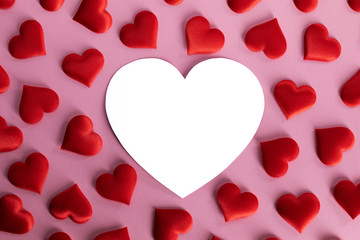 Valentines day hearts on pink