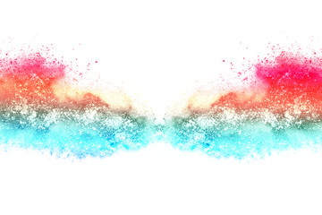 Colorful powder explosion on white background.