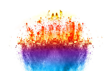 Colorful powder explosion on white background.
