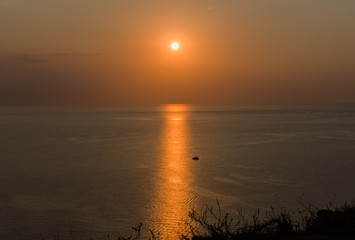 Golden sunset on the sea perfect background