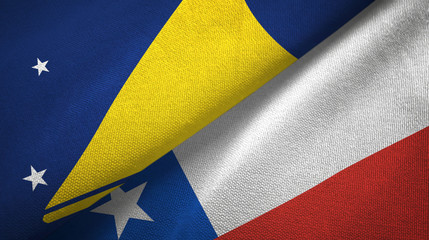 Tokelau and Chile two flags textile cloth, fabric texture