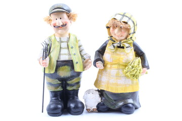 Two shepherds - puppets handmade, isolated and with clipping path