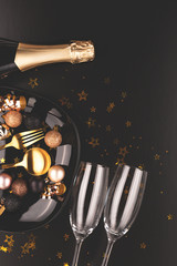 Christmas or New Year composition. Dinner arrangement.