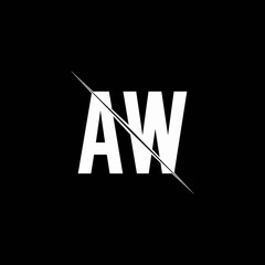 AW logo monogram with slash style design template - obrazy, fototapety, plakaty