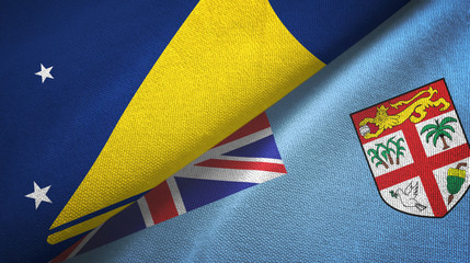 Tokelau and Fiji two flags textile cloth, fabric texture
