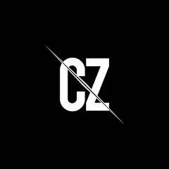 CZ logo monogram with slash style design template - obrazy, fototapety, plakaty