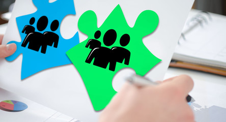 Teamwork concept on a paper