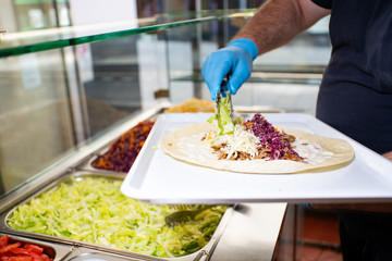 waiter serving food in a restaurant