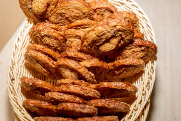 Wholemeal sweets in a bakery cafe in Madrid, Spain